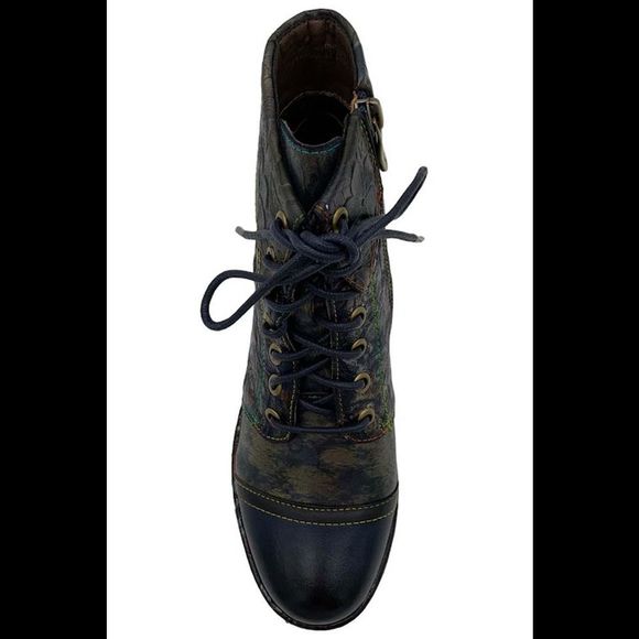 L'Artiste by Spring Step Leather Lace-Up Boots Fallinluv Navy - Medium - Picture 2 of 3